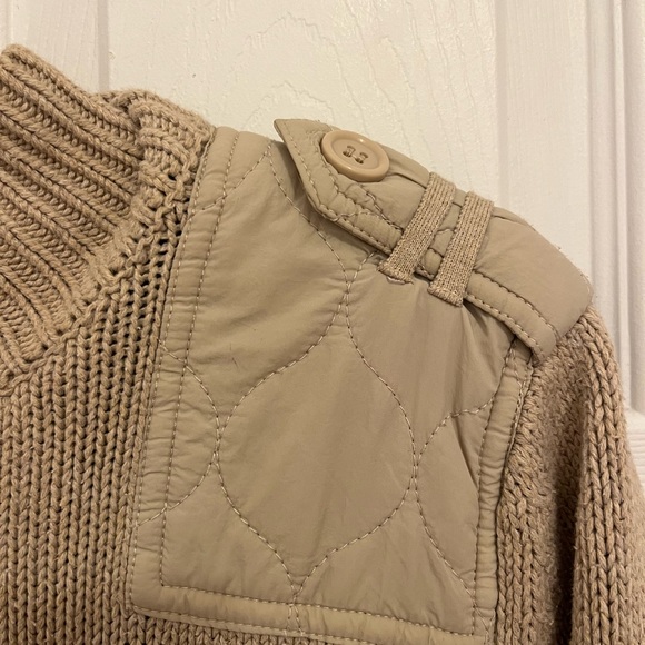525 America, Mock Neck Patch Sweater, Tan, Size M - Picture 4 of 6